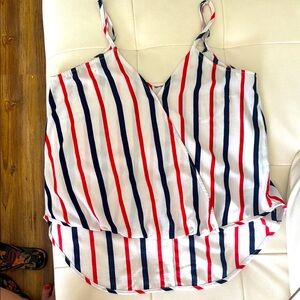 Striped Sleeveless Top - Red, Blue, and White